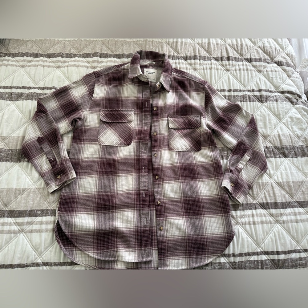 Abercrombie & Fitch Checkered Shirt - Maroon and White